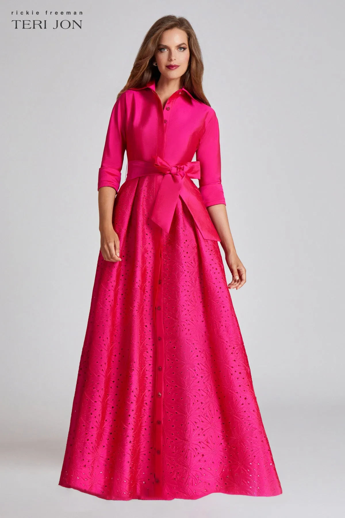 Taffeta Eyelet Shirt Waist Gown