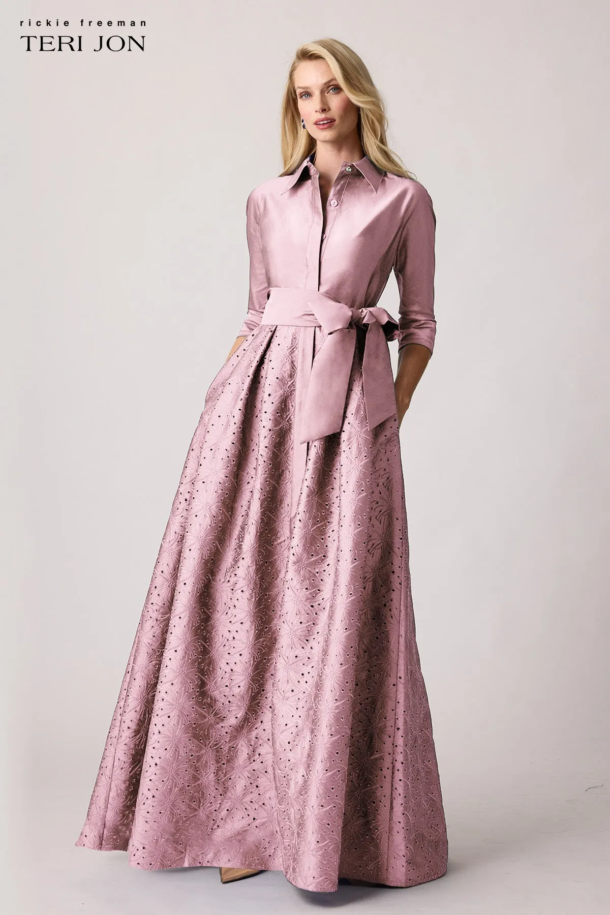 Taffeta Eyelet Shirt Waist Gown