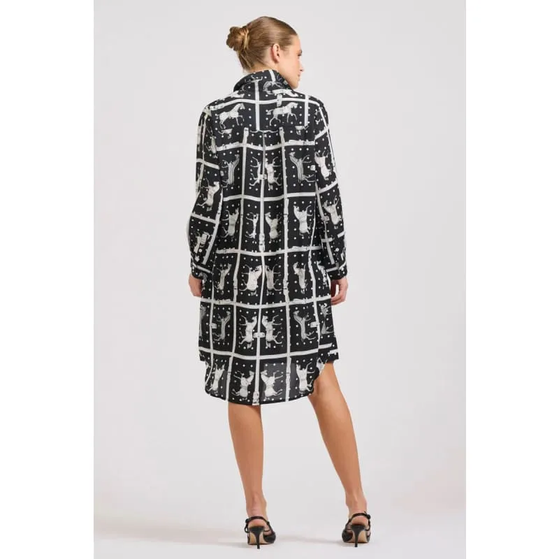 The Classic Shirt Dress | Horse Print Navy & White