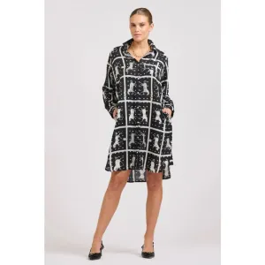 The Classic Shirt Dress | Horse Print Navy & White