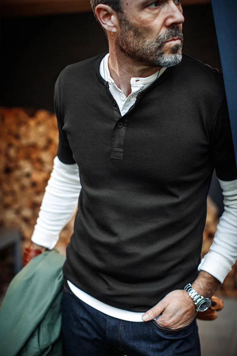 The New Elder Henley Short Sleeve Shirt Black