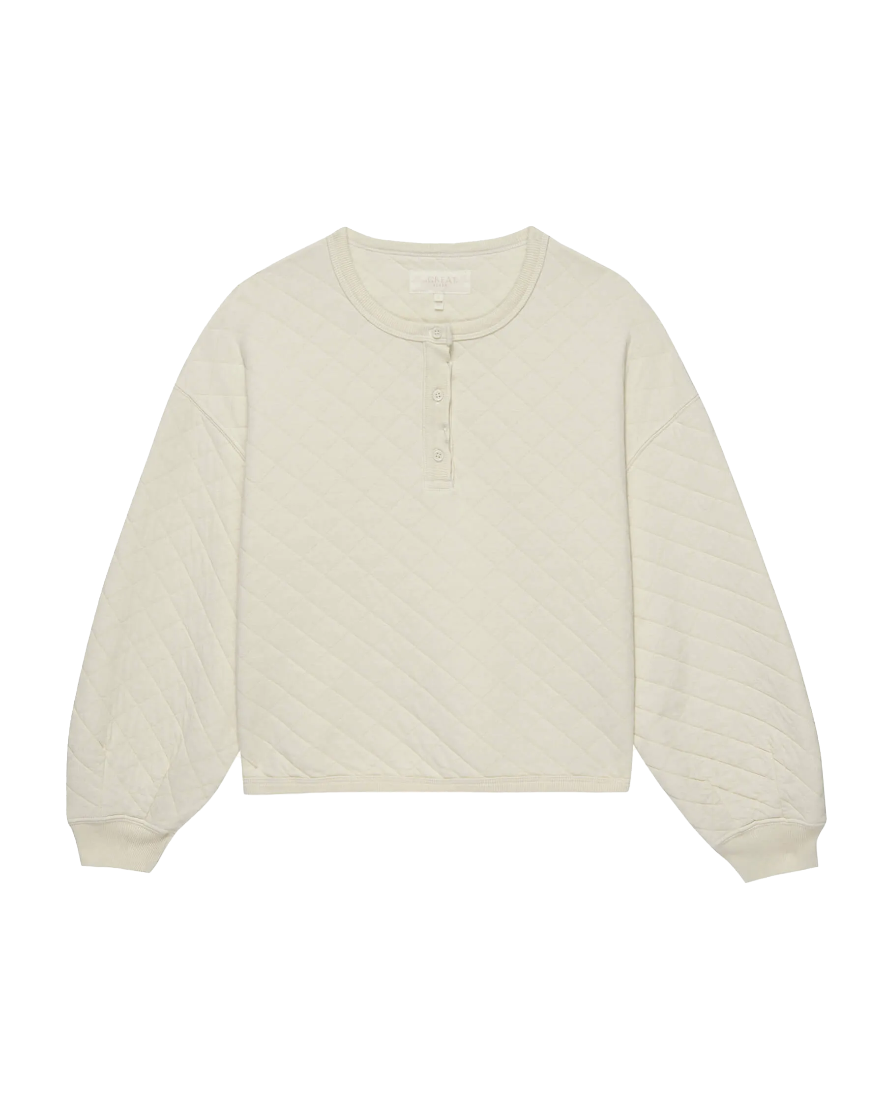 The Quilted Henley Sleep Sweatshirt. -- Washed White