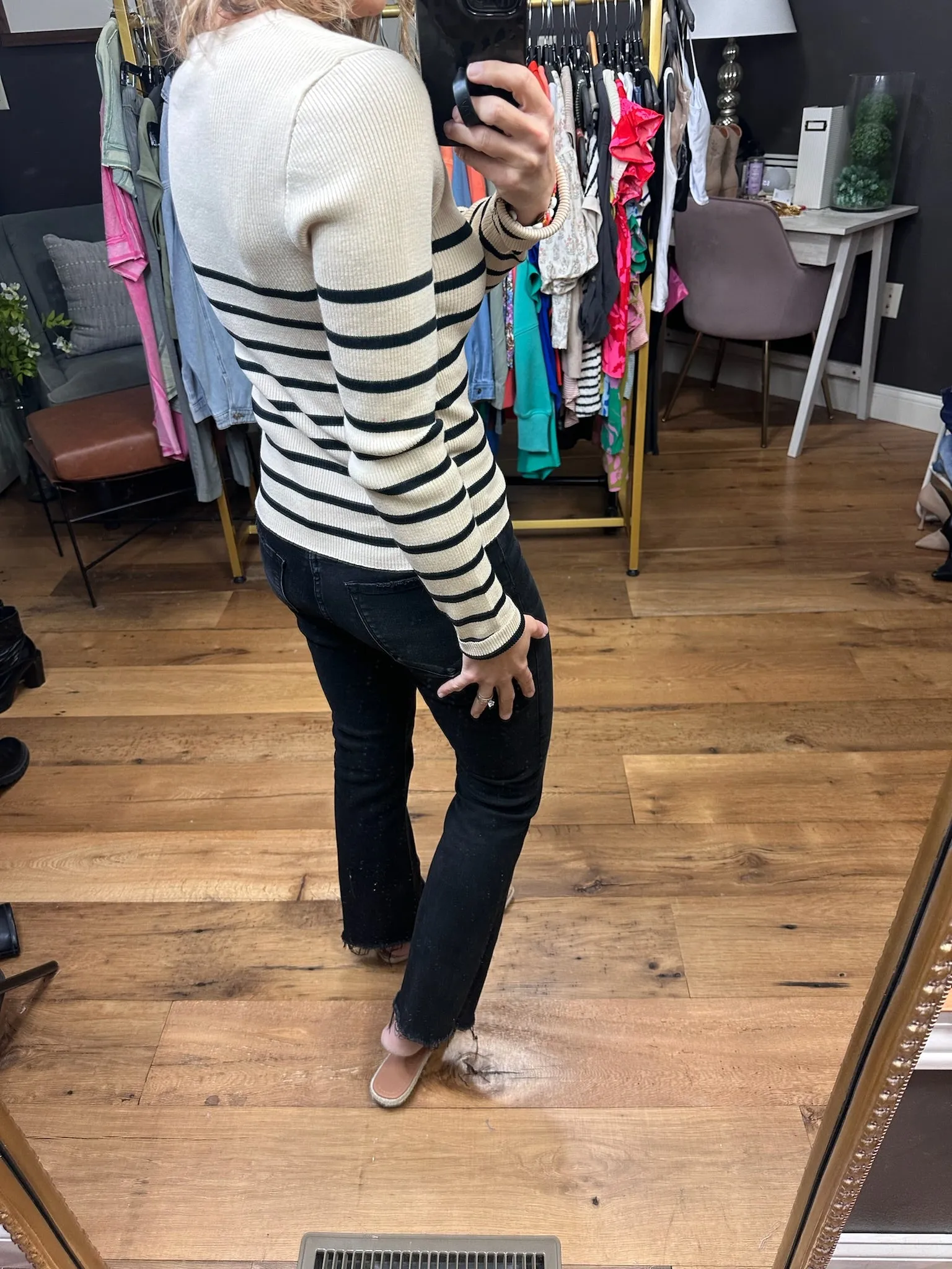 To Do So Striped Lightweight Sweater - Oatmeal