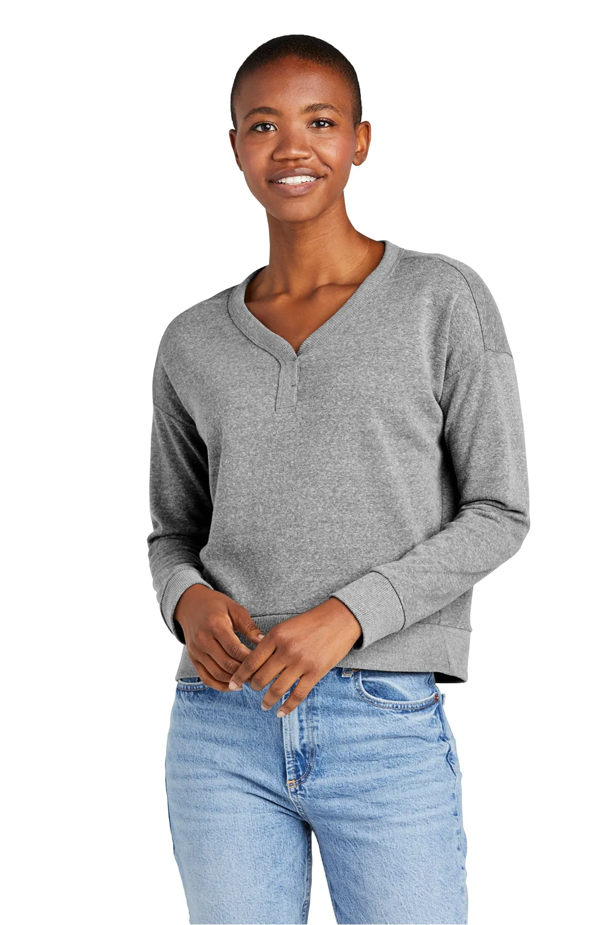 Tracey Perfect Tri Fleece V-neck Sweatshirt - Grey Frost