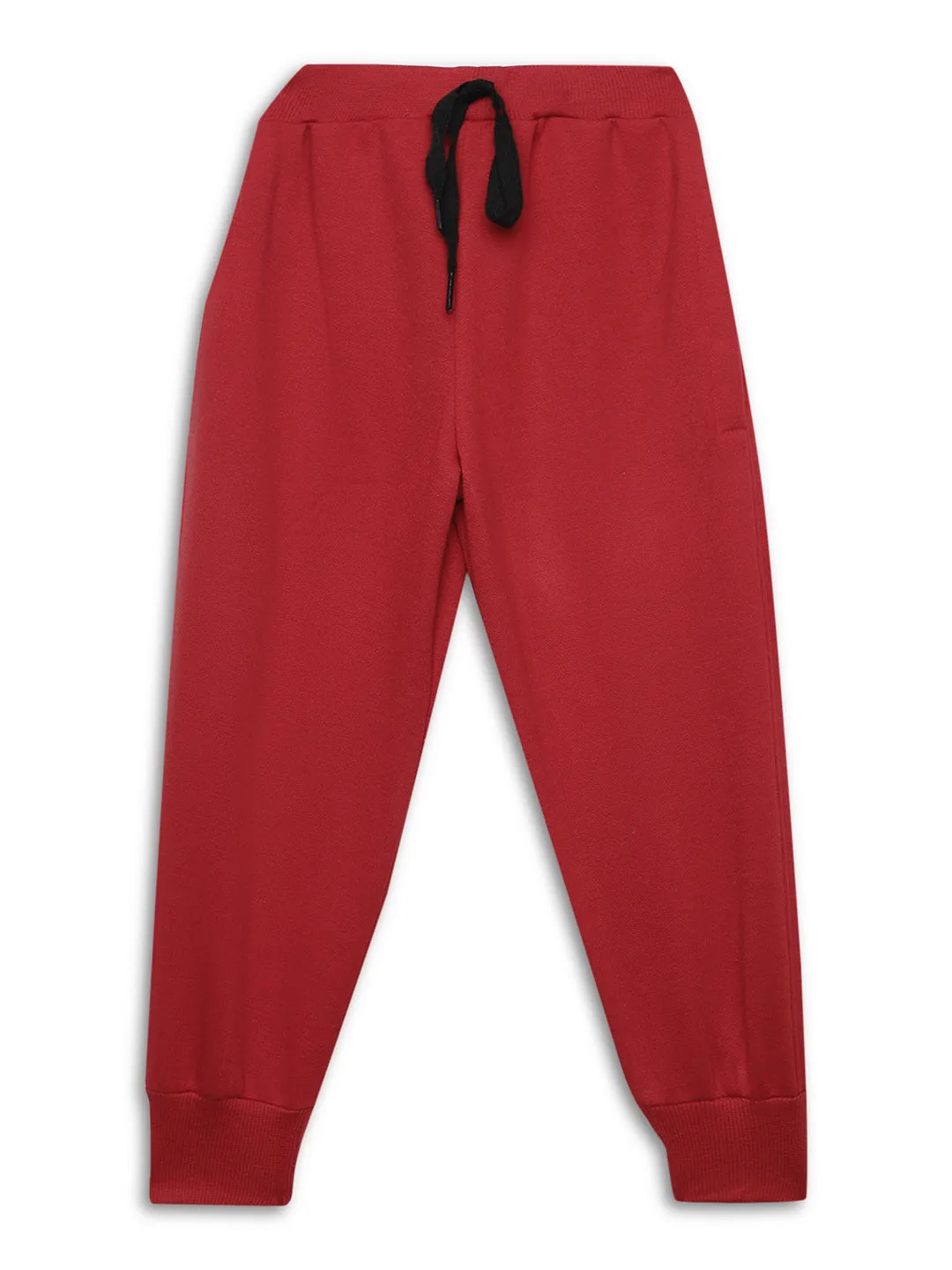 Vimal Jonney Maroon Solid Cotton Fleece Trackpant for Kids