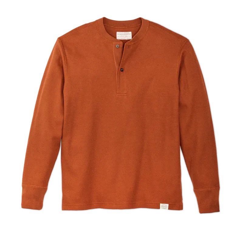 Waffle Knit Henley | Rust