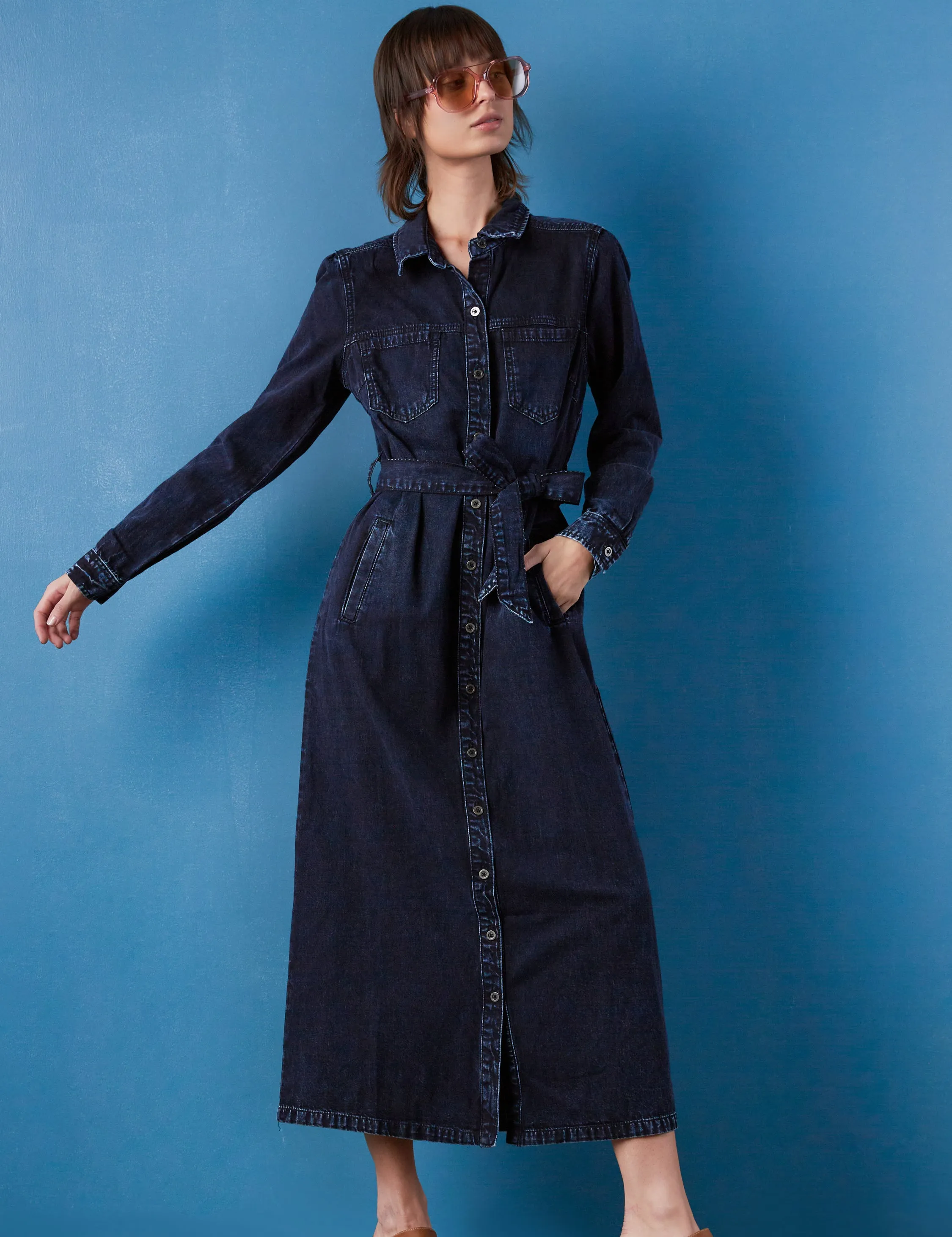 Wash Lab Denim Maxi Shirtdress