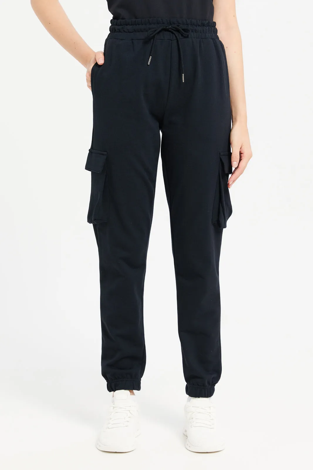 Women Black Jogger With Utility Pockets