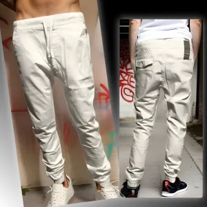 ^WT02^ (WHITE) COTTON JOGGER PANTS