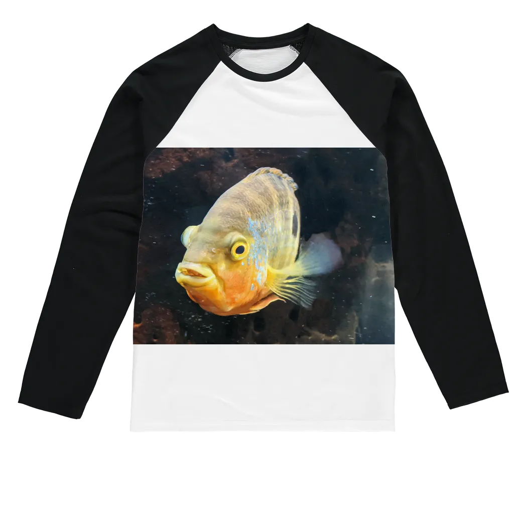 Yellow Orange Fish Sublimation Baseball Long Sleeve T-Shirt